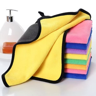Double-Sided Rag, Absorbent Square Towel, Car Wash, Thickeneded Car Towel, Cleaning Kitchen Household Yellow Coral Velvet Printed Towel