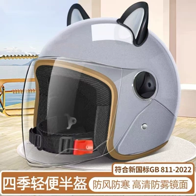 Riding Safety Helmet, Motosiklet kaskı (dəbilqə) - exclusive-modelsilver-gray-ears