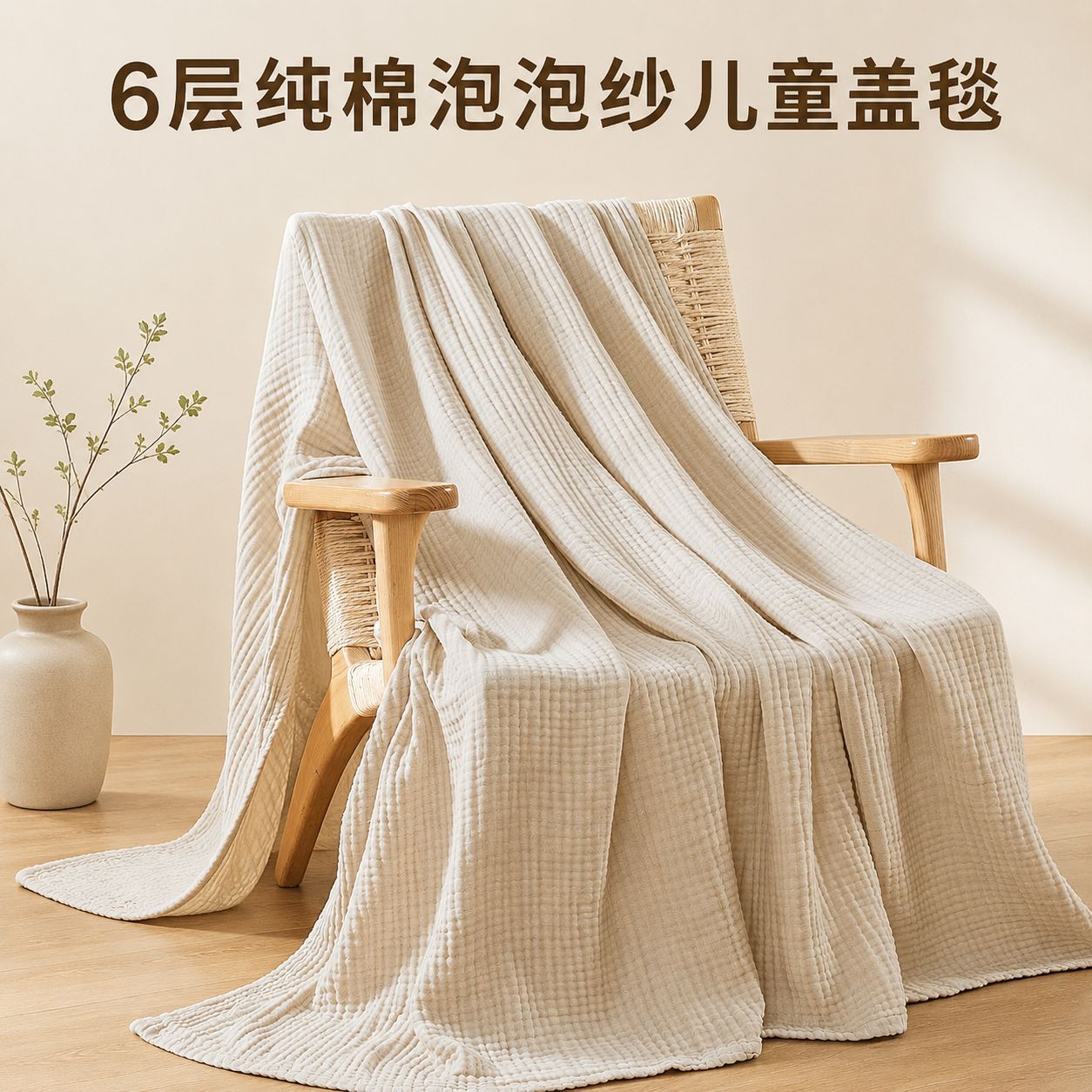 Cross-Border Hot-Selling 6-Layer Bubble Gauze Blanket, Pure Cotton Solid Color Ultra-Soft Towel Blanket, Children's Gauze Nap Blanket