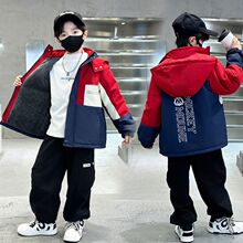 男孩棉服加厚加绒加棉中长款加厚上衣棉袄学生冬季童装特厚派克服
