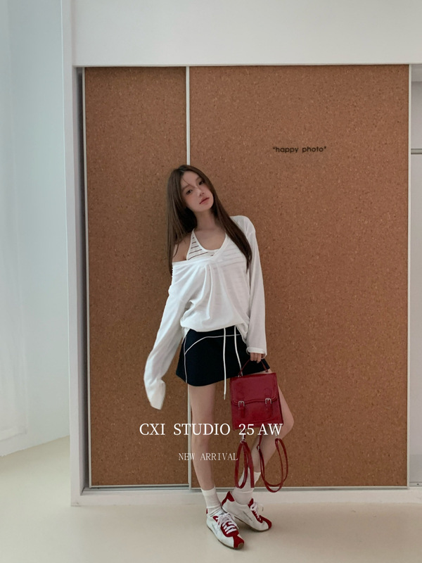 CXI 休闲撞色包臀裙女秋季新款卫裙低腰甜辣小众设计小个子半身裙|undefined
