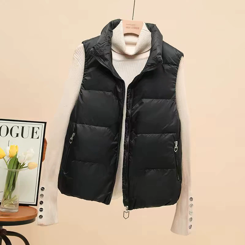 Жилет пуховик женский 2025 новый модный взрывной зимний теплый повседневный дикий жилет короткий пух