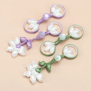 旗袍盘扣扣子新中式玉石茉莉花扣民族风服饰手工填包硬条纽扣配件