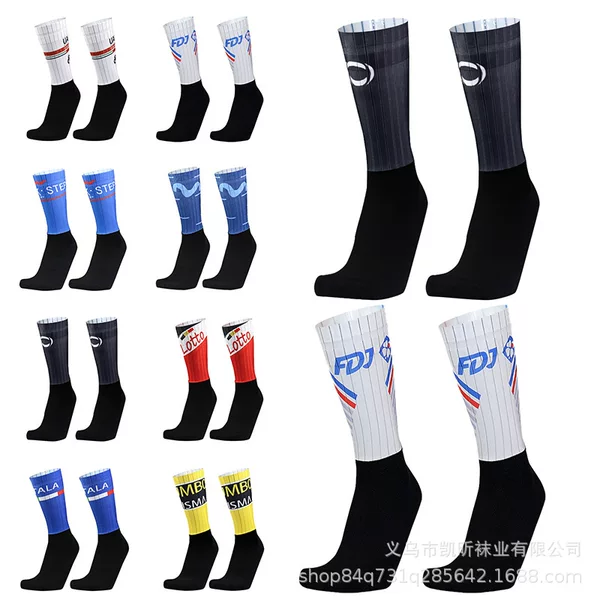 The Same Aero Woven Aerodynamic Cycling Socks Used by the Tour De France Team Are Professional Road Cycling Quick-Drying Non-Slip Socks That Can Be Customized