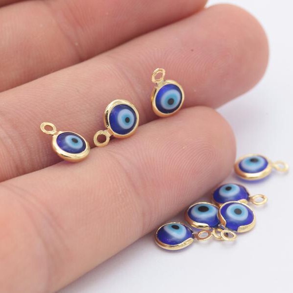 Evil Eye Pendant Alloy Eye Pendant Accessories DIY Jewelry Bracelet Necklace Round Small Pendant