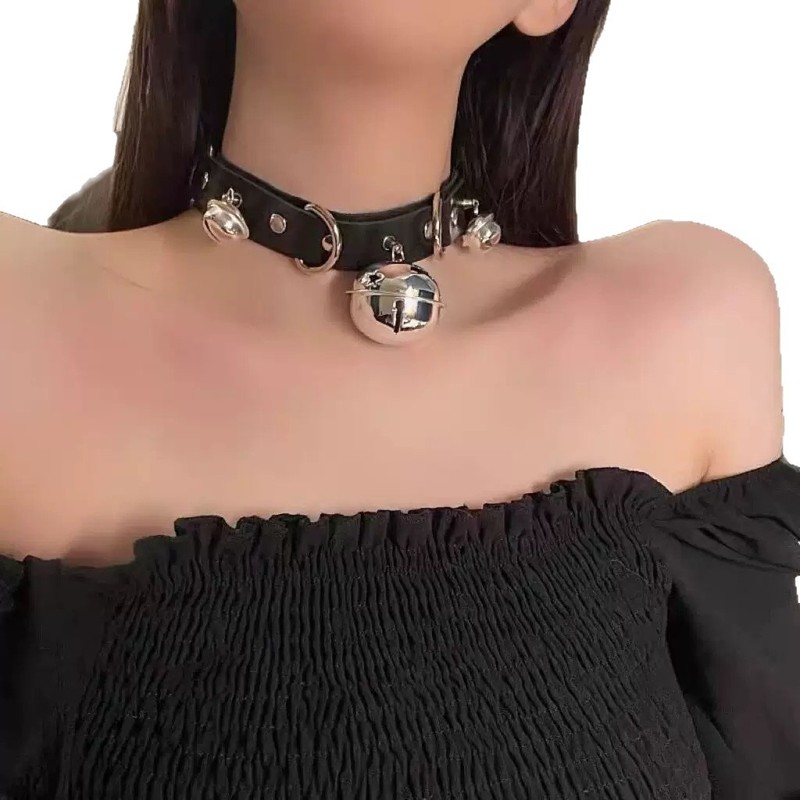 女项圈铃铛颈带链子颈圈男锁骨链颈环项链脖颈链脖圈皮质一件nnyp|undefined