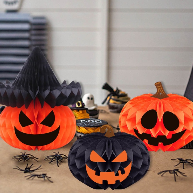 ハロウィンパーティーの装飾ハニカムボールペンダントカボチャクモ立体ハニカムゴーストフェスティバルハロウィン装飾アレンジメント|undefined