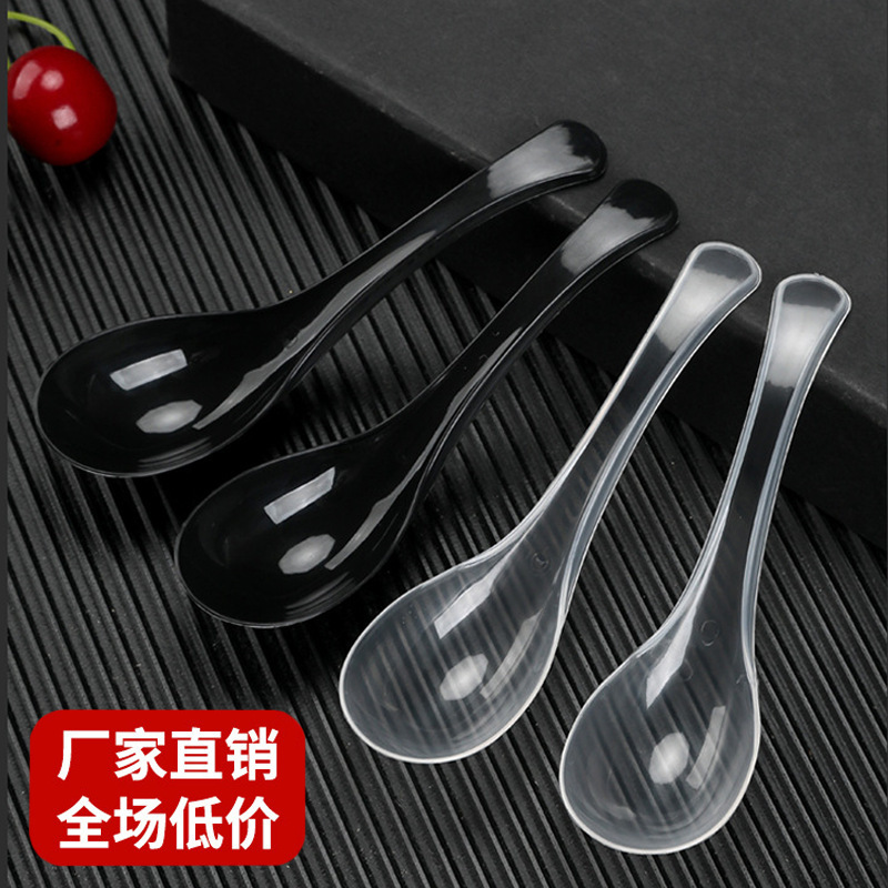 Disposable Spoons Individually Packaged Plastic Thickened Rice Soup Spoons Transparent Takeaway Commercial Crystal Dessert Spoons Wholesale