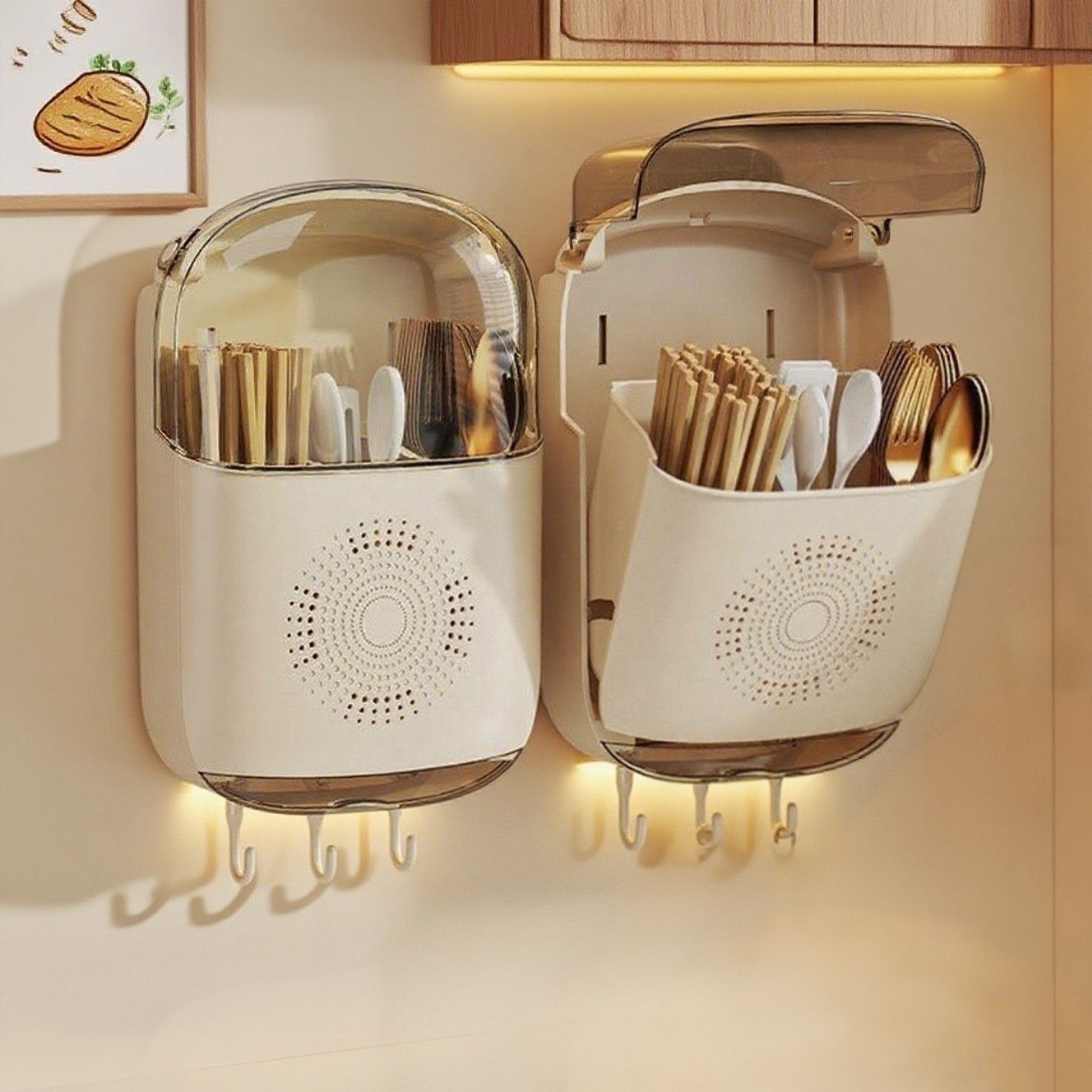 Chopstick Storage Box Wall-Mounted Household Kitchen Storage Rack Multi-Functional Home Chopstick Holder Wall-Mounted No-Drill