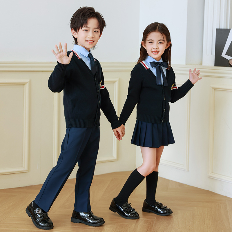 Jardín de Infantes ropa de primavera y otoño ropa de estilo británico estudiante de la escuela primaria Clase de verano uniforme escolar traje de uniforme de la clase de los niños traje de tres o cuatro piezas