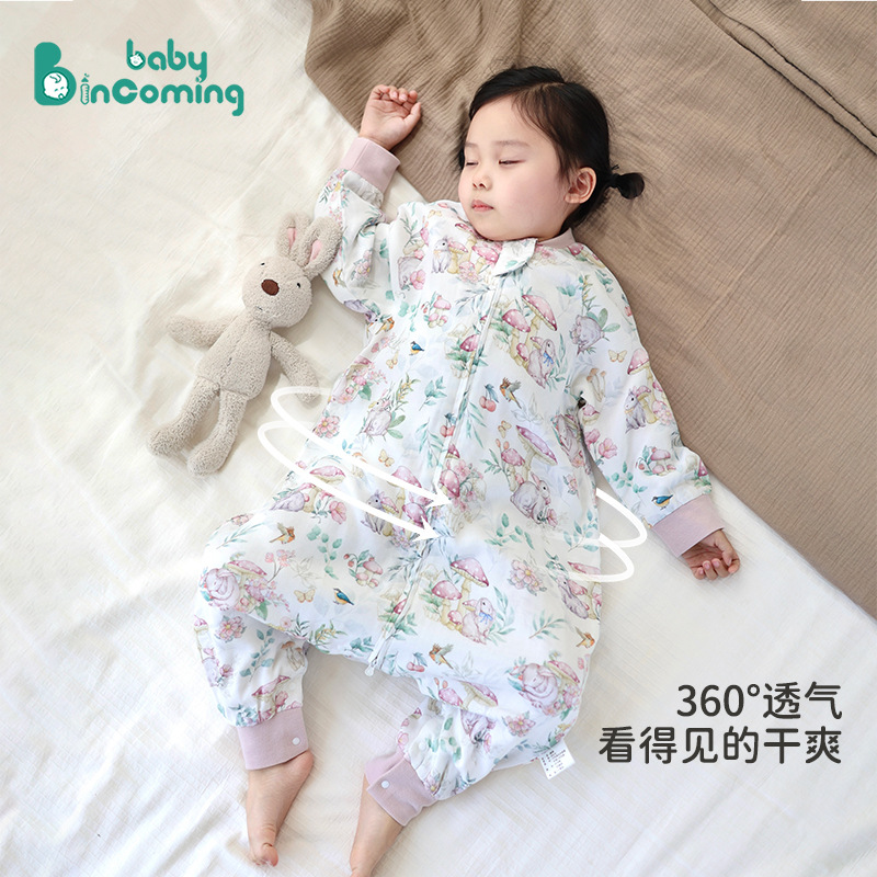 Baby Sleeping Bag Spring and Summer Class a Children's Soft Breathable Cartoon Print Split-Leg Sleeping Bag Anti-Kick Anti-Startle Device