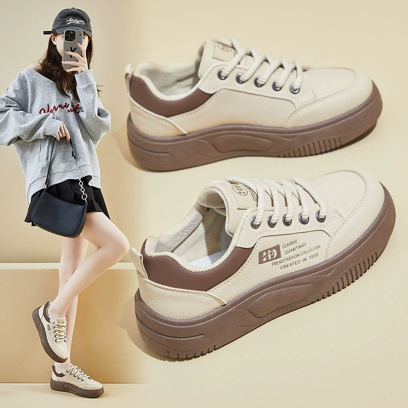 Новые весенние белые кроссовки в корейском стиле для студенток, на толстой подошве, увеличивающие рост, спортивные повседневные туфли для уличной фотосъемки HB210