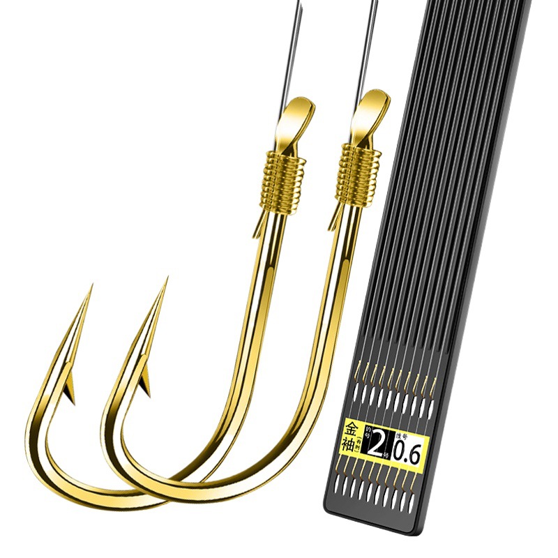45cm Double Hook with Fine Hand-Tied Sub-Line, Hook Types: Golden Sleeve, Haixi, Izu, Iseni, New Kanto