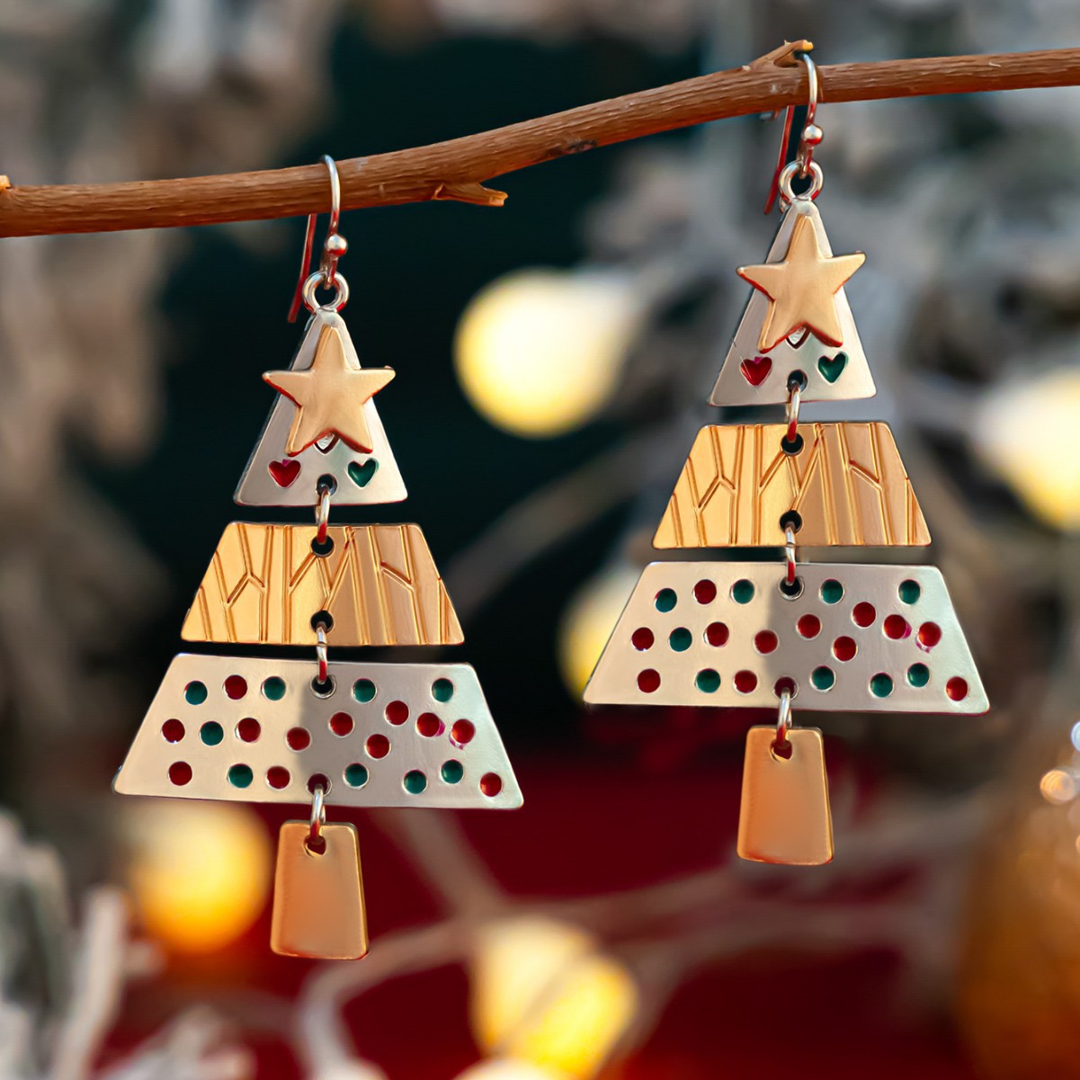 Europäischer und amerikanischer Schmuck Weihnachtskiefer-Anhänger-Halskettenset im Ins-Stil Dreidimensionale Schlüsselbeinkette mit Metallgefühl_voghion.com