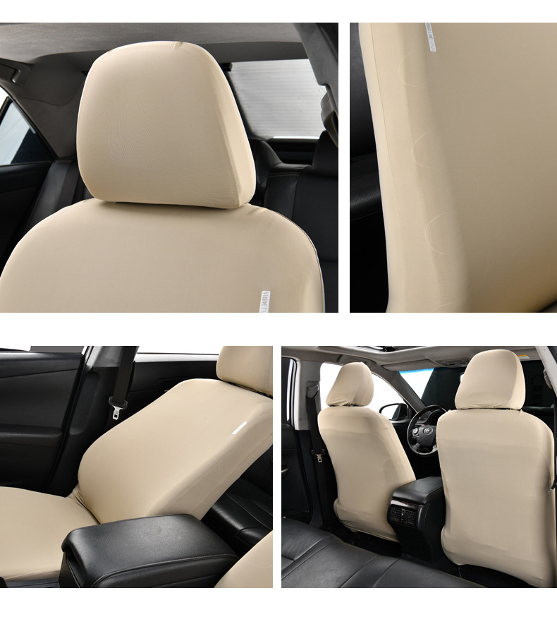 Elastic one-piece ice silk car seat cover for driver and passenger seats, integrated headrest and seat cushion with cooling effect, universal protective cover