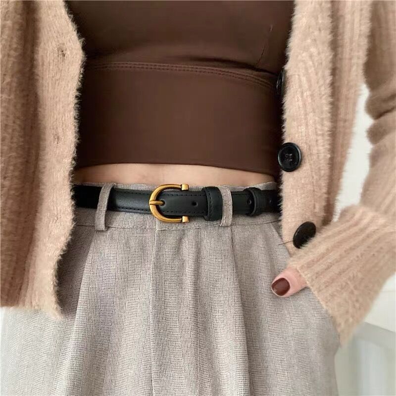 Retro Cowhide Belt For Women, Simple And Versatile Leather Belt_voghion.com