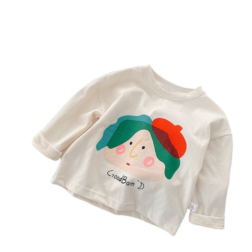 Girls' tops long-sleeved pure cotton baby autumn clothing new t-shirt children's thin children's clothing bottoming shirt spring clothing