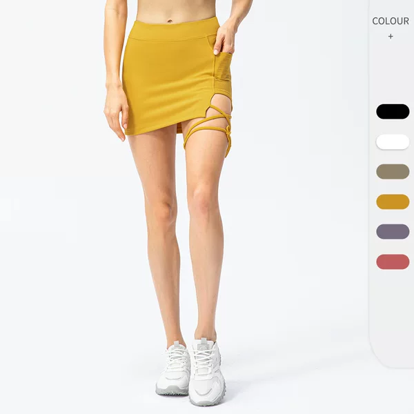Spring and Summer New Tight Tennis Sports Skirt Strappy Running Casual Skirt Golf Fitness Skirt 22435