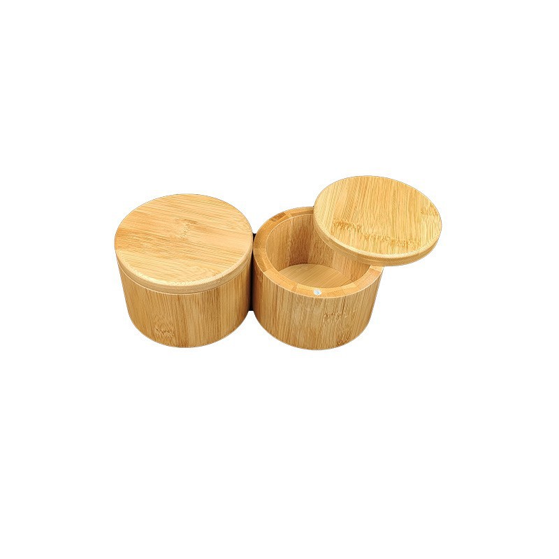 Tarro de condimento de bambú caja de condimento tapa giratoria de succión magnética botella de condimento frasco de sal de bambú condimento de cocina caja de almacenamiento