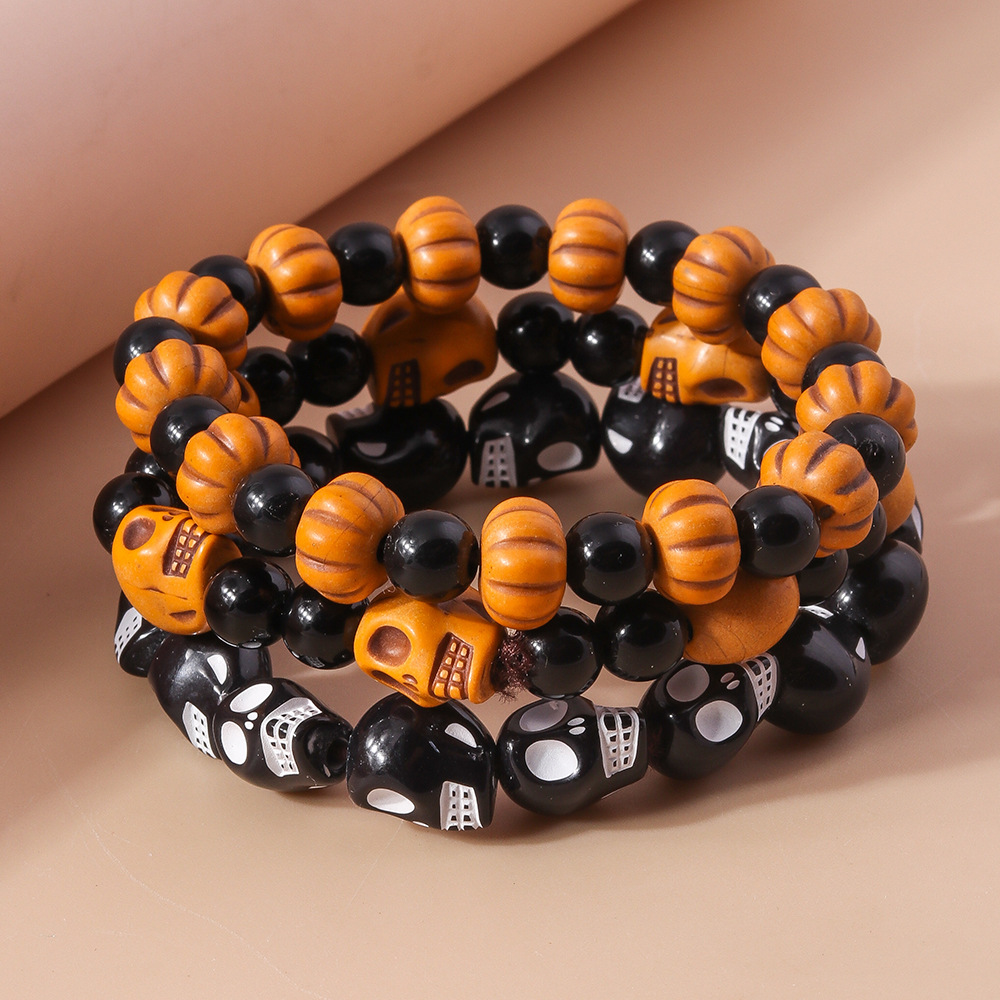 Halloween Beaded Bracelet Set Skull Pumpkin Personality Fun String Bracelet Accessories_voghion.com