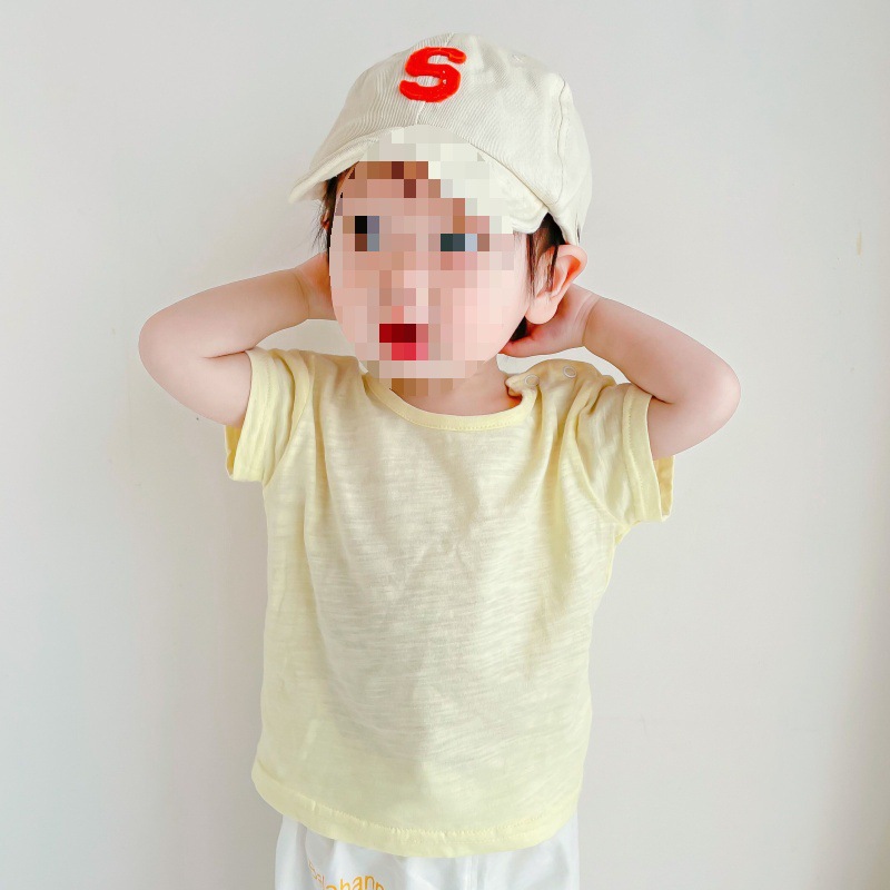 Children's cotton light and thin breathable solid summer T-shirt…