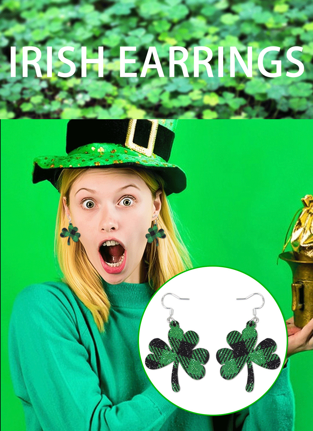 6g Weight Drop Earrings Event & Party Supplies 1 Pair Quantity Party, Festival Occasion Gretel Material St. Patrick Festival Shamrock, Cartoon, hat Pattern Cute Style Handmade Craft 1 Pair Cute Shamrock Cartoon Hat Gretel 2