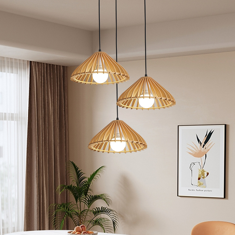 Lámpara colgante pequeña de estilo nórdico europeo, estilo chino nuevo, de madera maciza, para sala de estar, comedor, estudio, bar, salón de té, dormitorio