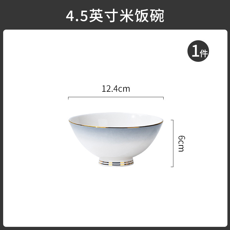 Tangshan tazón doméstico nuevo tazón de fideos hueso porcelana cubiertos sopa tazón de pintura dorado color gradiente puede microondas tazón de cerámica