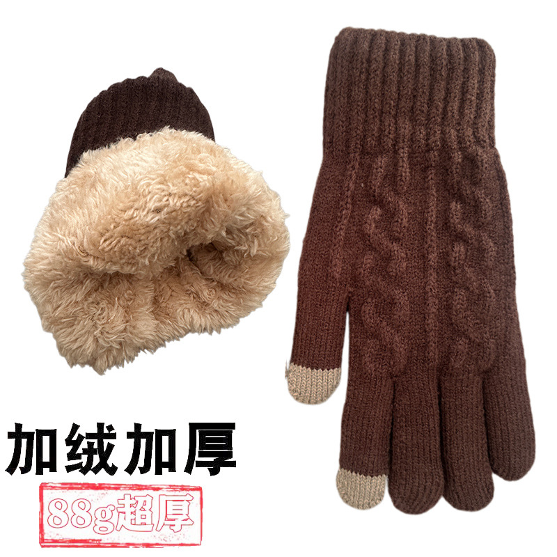 Guantes de punto para hombre para invierno, forrados con forro polar, para conducir al aire libre, ciclismo cálido, motociclismo, anticongelantes, resistentes al frío, guantes con pantalla táctil.
