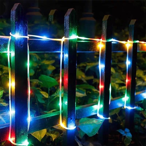 跨境PVCLED灯串太阳能铜线管子灯户外防水花园圣诞庭院装饰彩灯