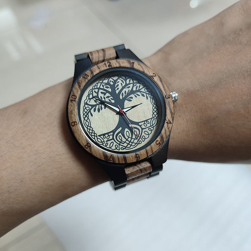 现货一件代发eBay亚马逊热销男士木头手表创意木质工艺品原木手表
