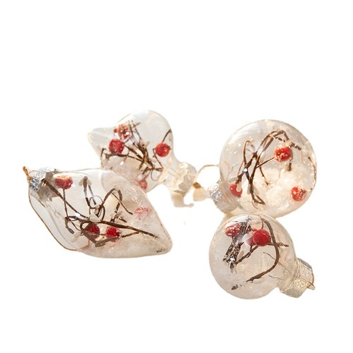 Gangheng Christmas 6cm transparent decorative Christmas ball Christmas tree red fruit hanging ornaments store Christmas plastic ball round ball