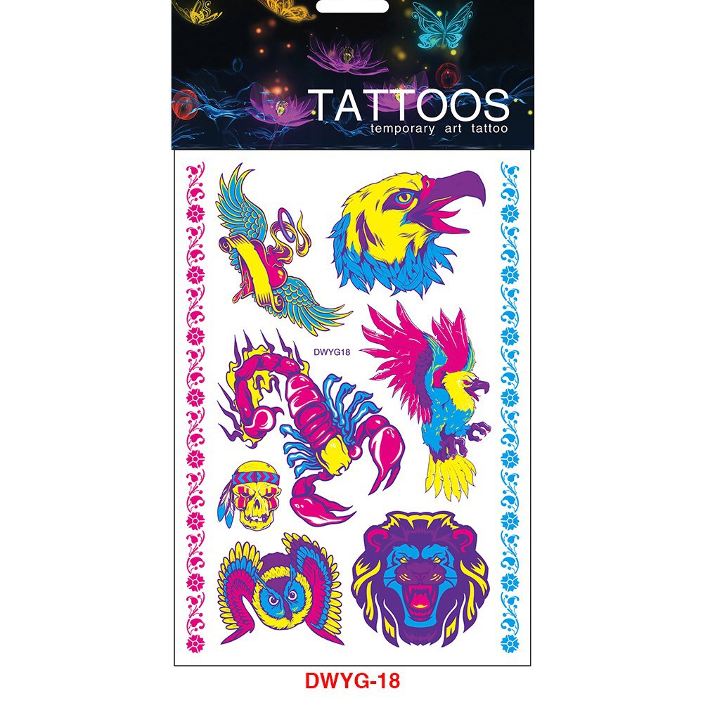 Tatuajes Temporales Fluorescentes para Brazo de Papel de Transferencia de Agua, Impermeable para Halloween