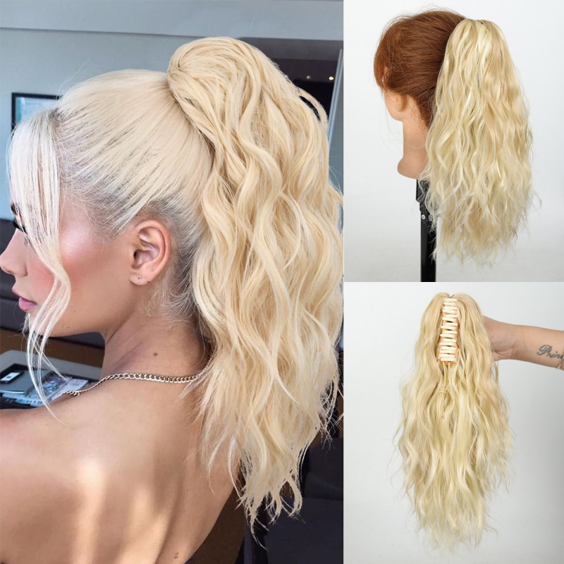 Short Curly Hair Claw Clip Ponytail Synthetic Drawstring Pony_voghion.com