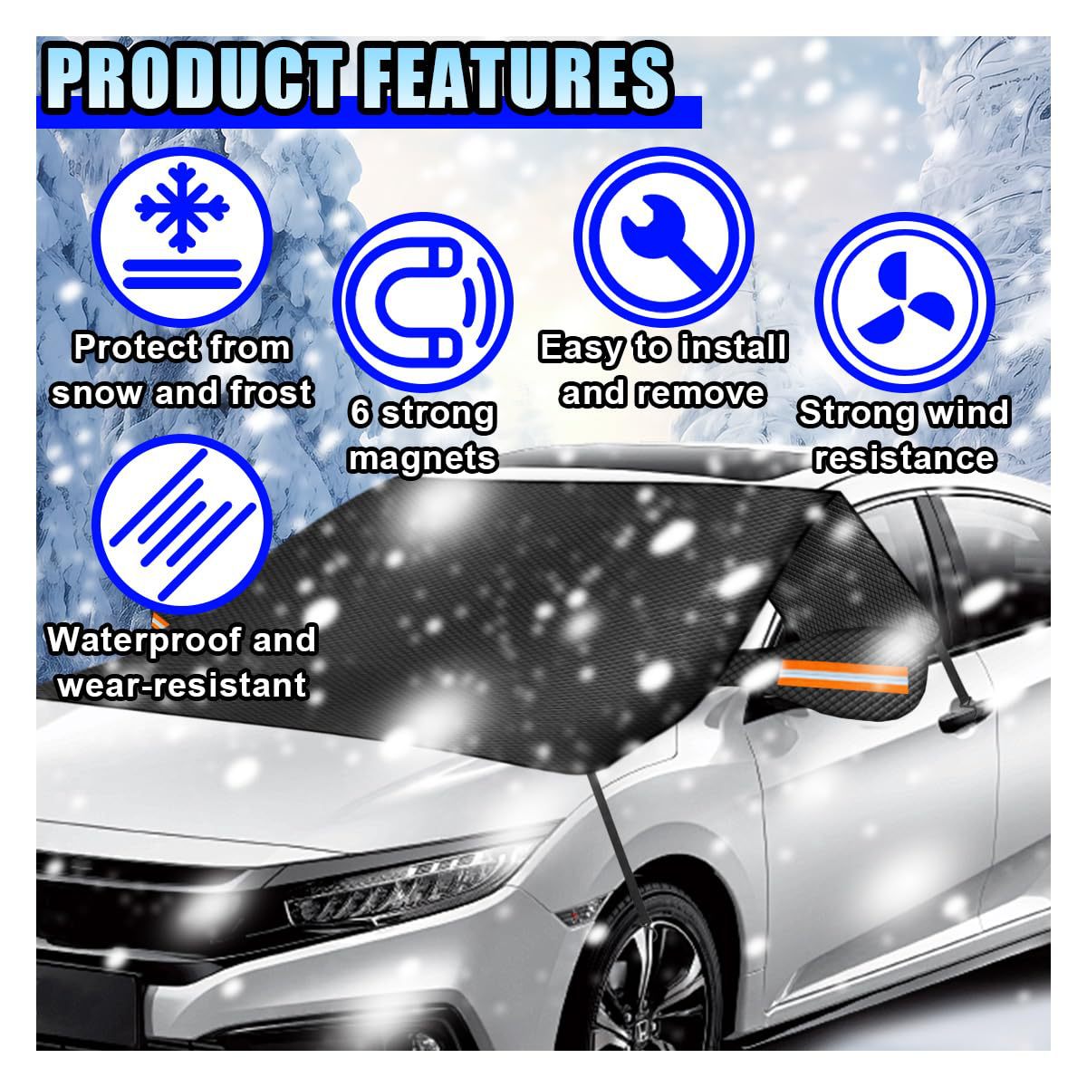 Production of Oxford Cloth Car Snow Cover, Front Anti-Freeze Cover, Windshield Anti-Frost and Snow Cover, Thickened Car Cover, Sunshade Cover