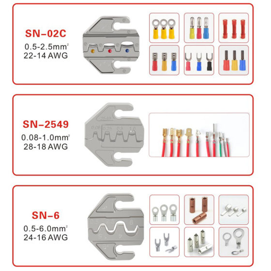 Cross-border hot sale crimping pliers SN-58B/2549/2546B 4mm slot jaw crimping tool set