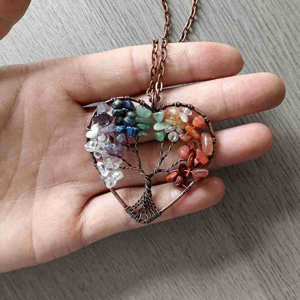 Simple Style Tree Heart Shape Artificial Crystal Beaded Handmade Womenu0027S Pendant Necklace 1 Piec