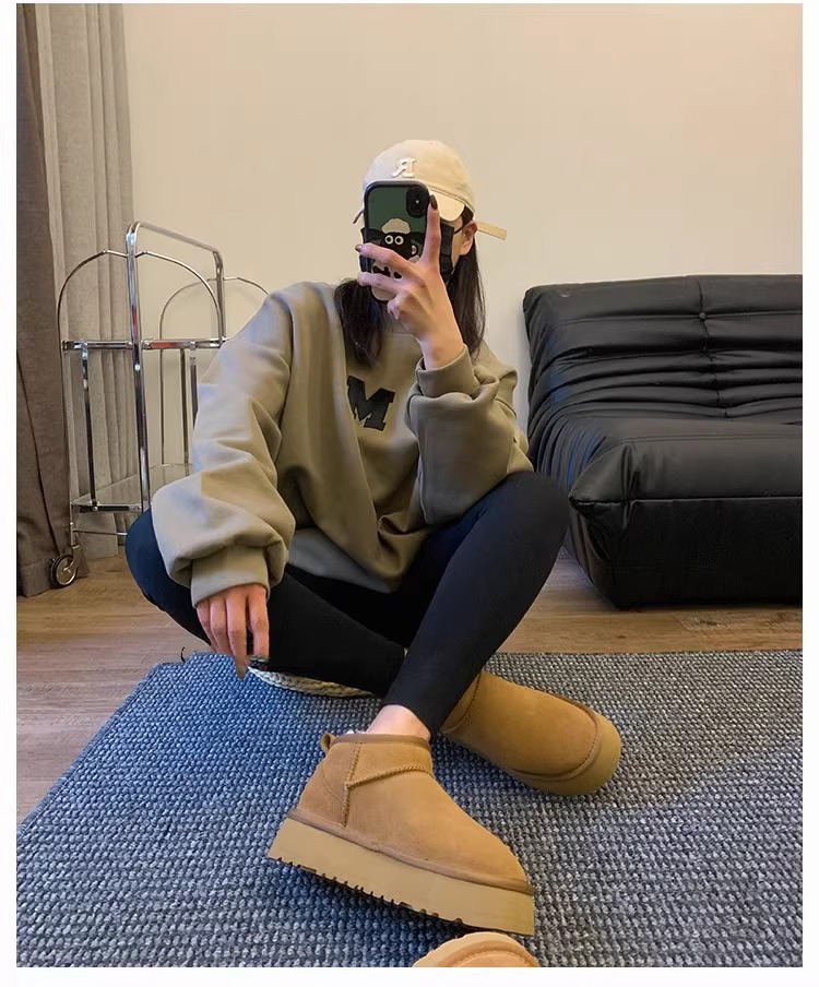 Women's Fur Lined Ankle Boots With Thick Platform Sole_voghion.com