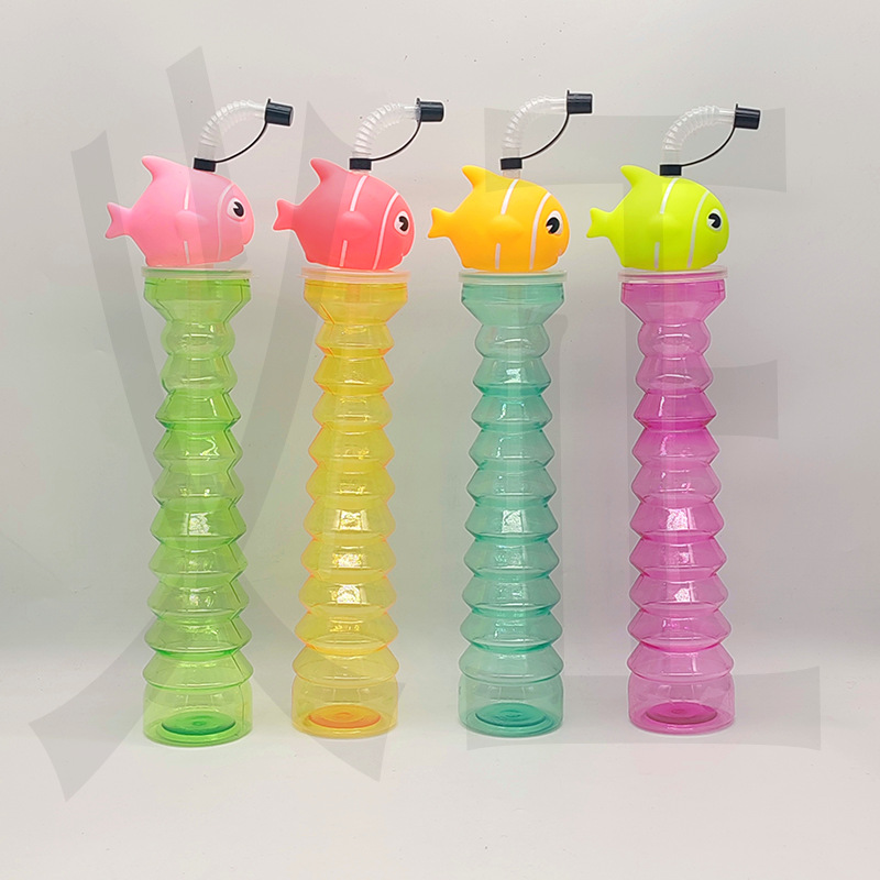 Venta caliente de comercio exterior fabricante spot PET taza de árbol de coco taza de pajita de plástico botella de jugo desechable forma personalizada árbol de coco