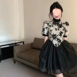 【原版做法】改良旗袍短袖连衣裙女装夏季新款中式拼接中长款裙子