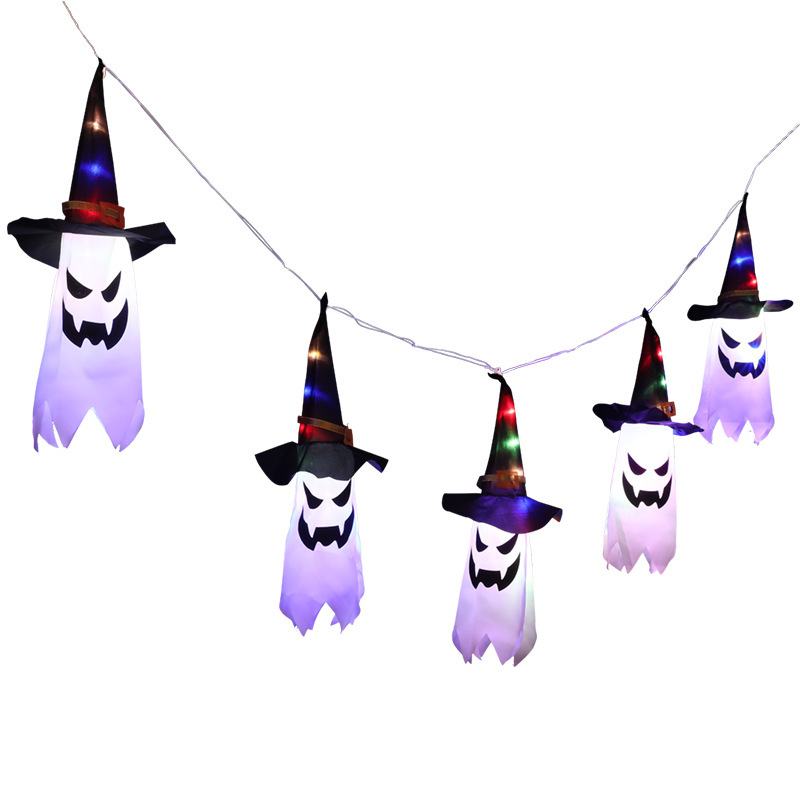 Halloween sombrero de bruja fantasma luminoso colgante Halloween sombrero de brujo fantasma LED luminoso colgante decorativo