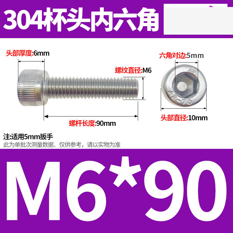 304ステンレス鋼六角穴付きネジカップヘッドDIN912円筒頭精密M1.4M1.6M2M2.5M3M4M5