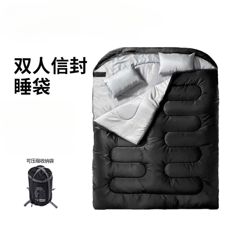 Invierno pareja doble bolsa de dormir caliente sucia campamento al aire libre tienda de campaña para adultos con almohada gruesa