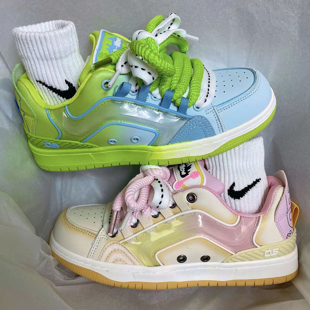 ins風復古鴛鴦鞋子潮牌漸變果凍鞋校園休閒百搭男女板鞋批發