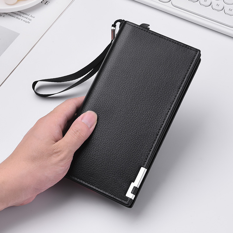 Fashion Men's Wallet Long Leather Wallet Multi-Card Slot Wallet Handbag Men's Business Zipper Multi-Functional Mobile Phone Bag Trendy