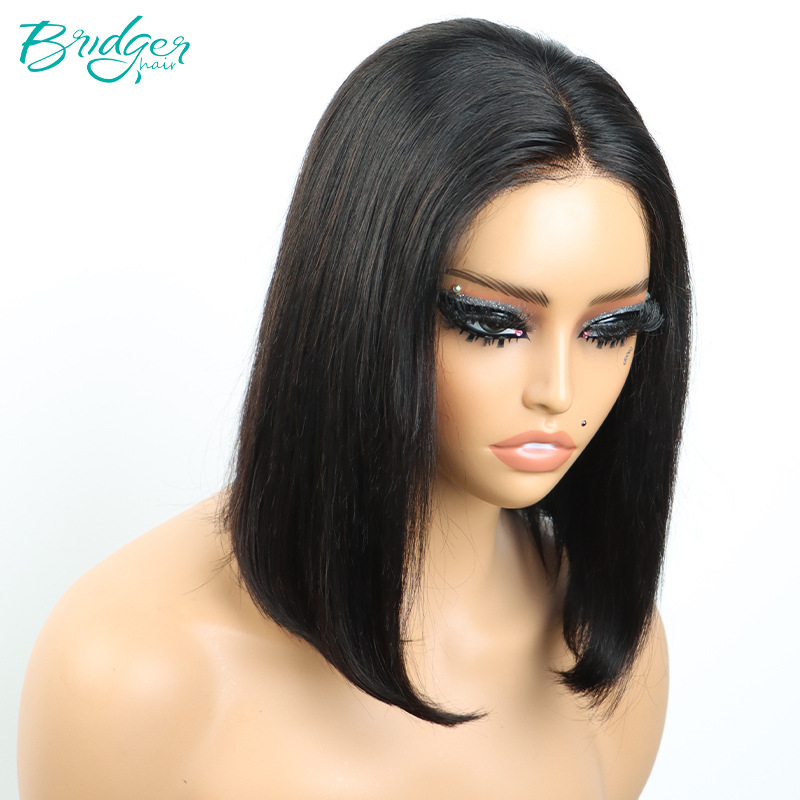 5*5 sem cola peruca sem cola dupla tiragem BOB peruca de cabelo real cabelo humano_voghion.com