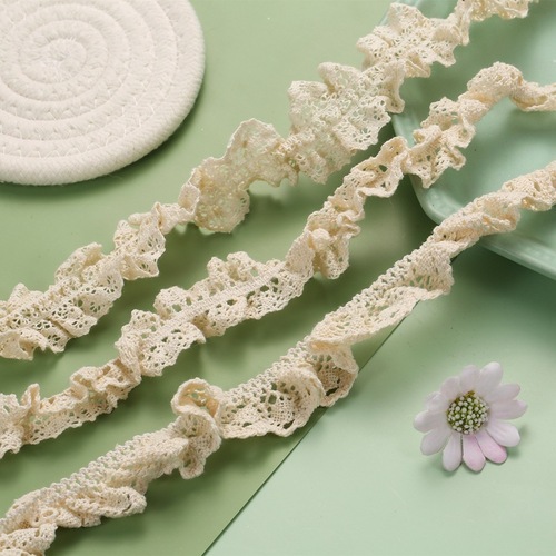 Manufacturer's Cotton Thread Lace Knitted Warp Knit Micro-Elastic Cotton Thread Lace Wholesale Fashion and Home Textile Accessory Lace