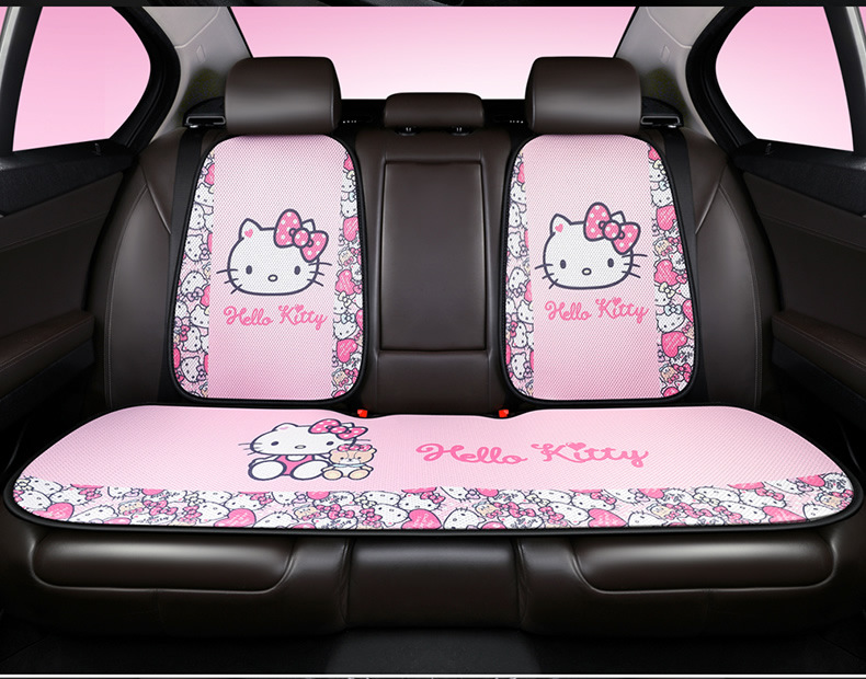 kitty cartoon car cushion single piece three-piece set goddess Four Seasons universal small waist summer car cushion Main driving