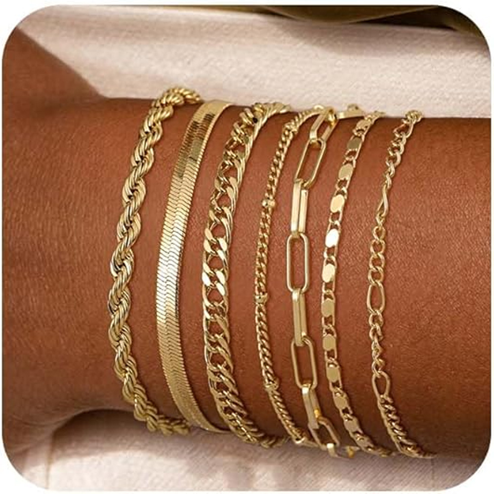 Minimalist Layered Bracelet Set Comfortable Stackable Design_voghion.com