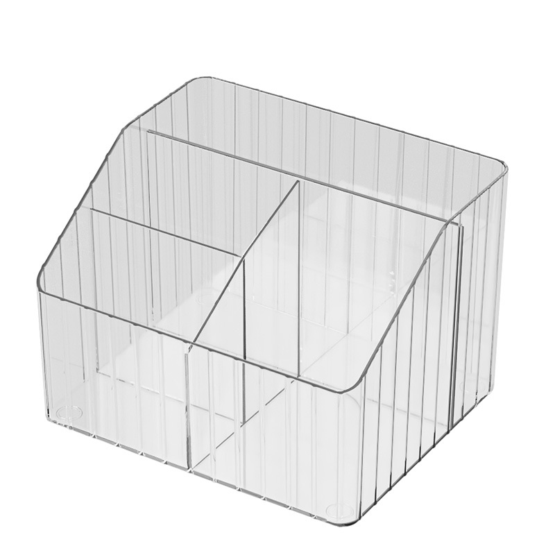 Caja de almacenamiento de escritorio transparente de alto grado de luz de lujo compartimiento cosméticos caja de organización simple escritorio pluma contenedor rack de almacenamiento
